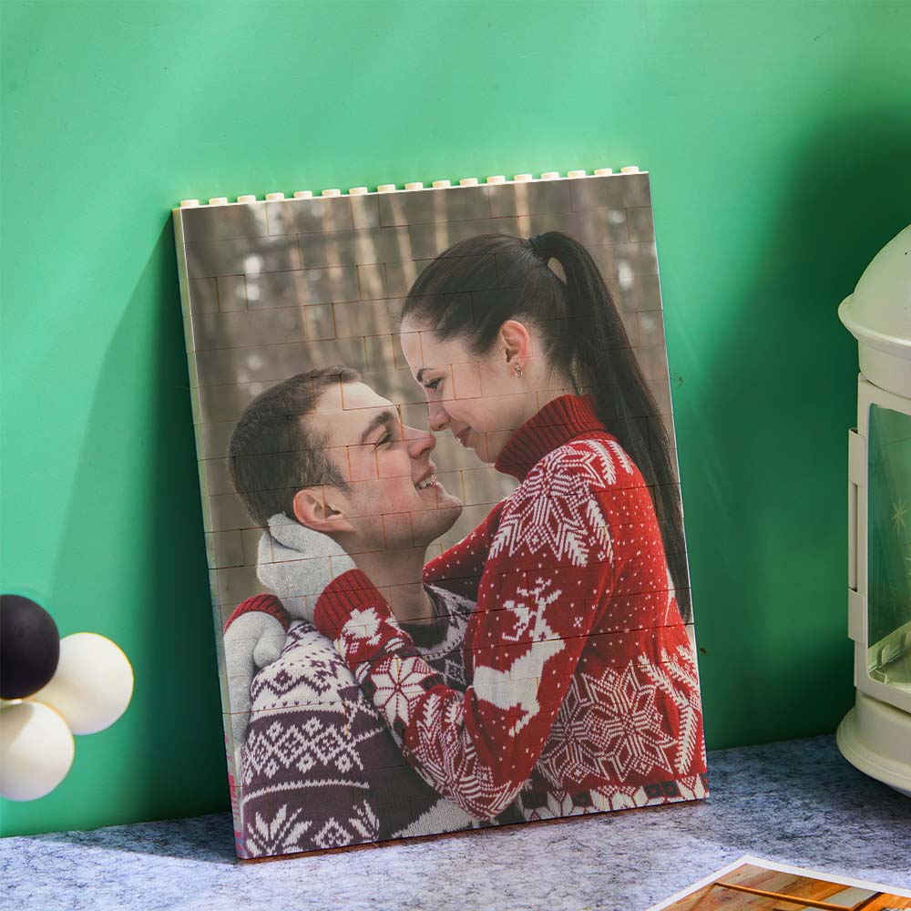 Personalized Building Block Puzzle Vertical Building Photo Brick Custom Single Sided Photo Frame