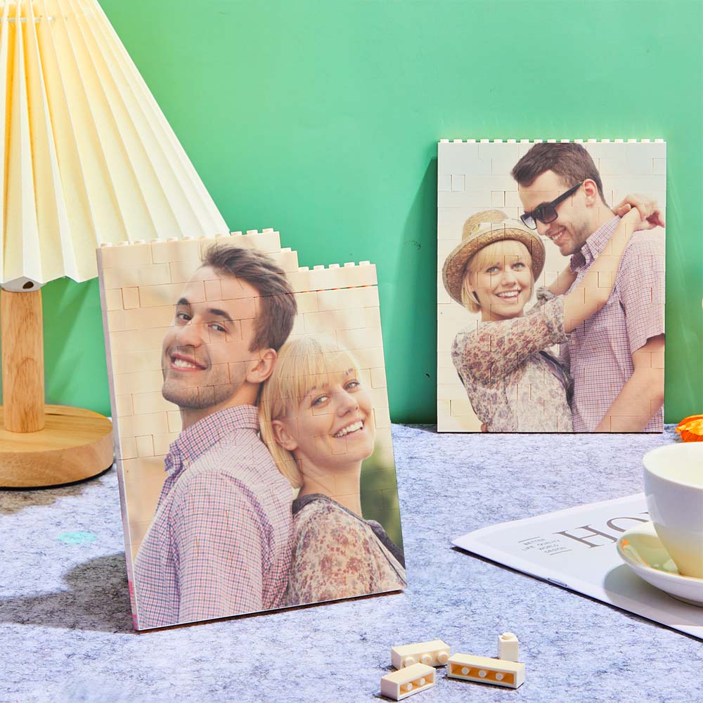 Personalized Building Block Puzzle Vertical Building Photo Brick Custom Single Sided Photo Frame