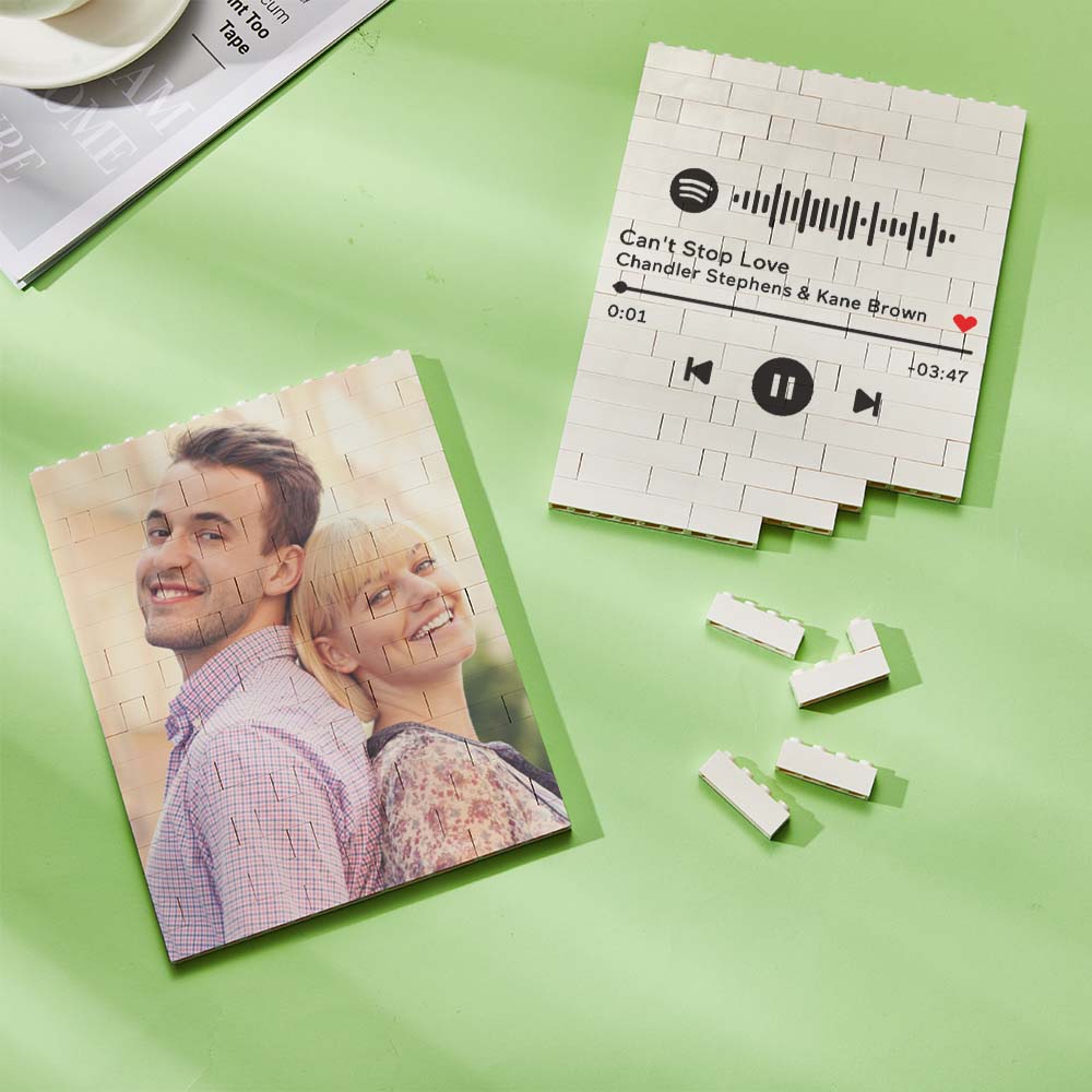 Personalized Building Block Puzzle Vertical Building Photo Brick Custom Single Sided Photo Frame