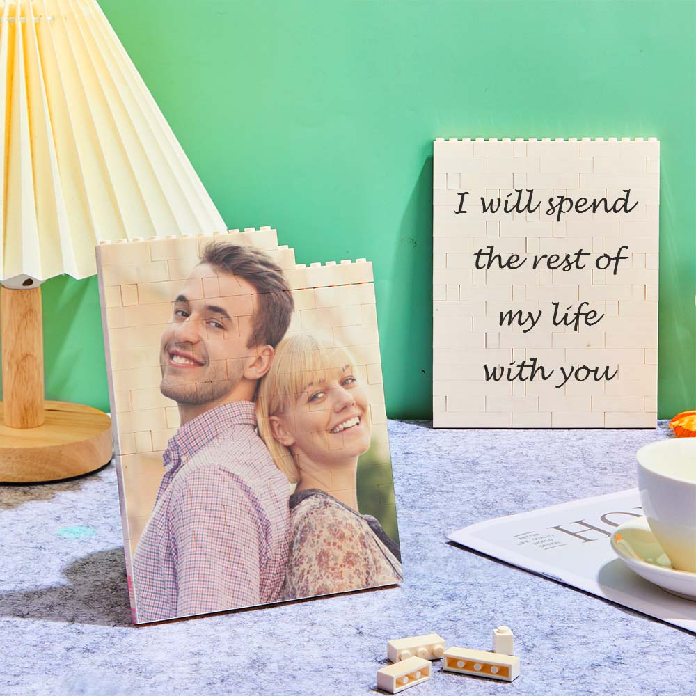 Personalized Building Block Puzzle Vertical Building Photo Brick Custom Single Sided Photo Frame