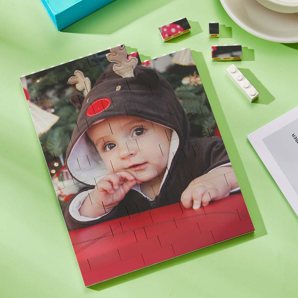 Personalized Building Block Puzzle Vertical Building Photo Brick Custom Single Sided Photo Frame