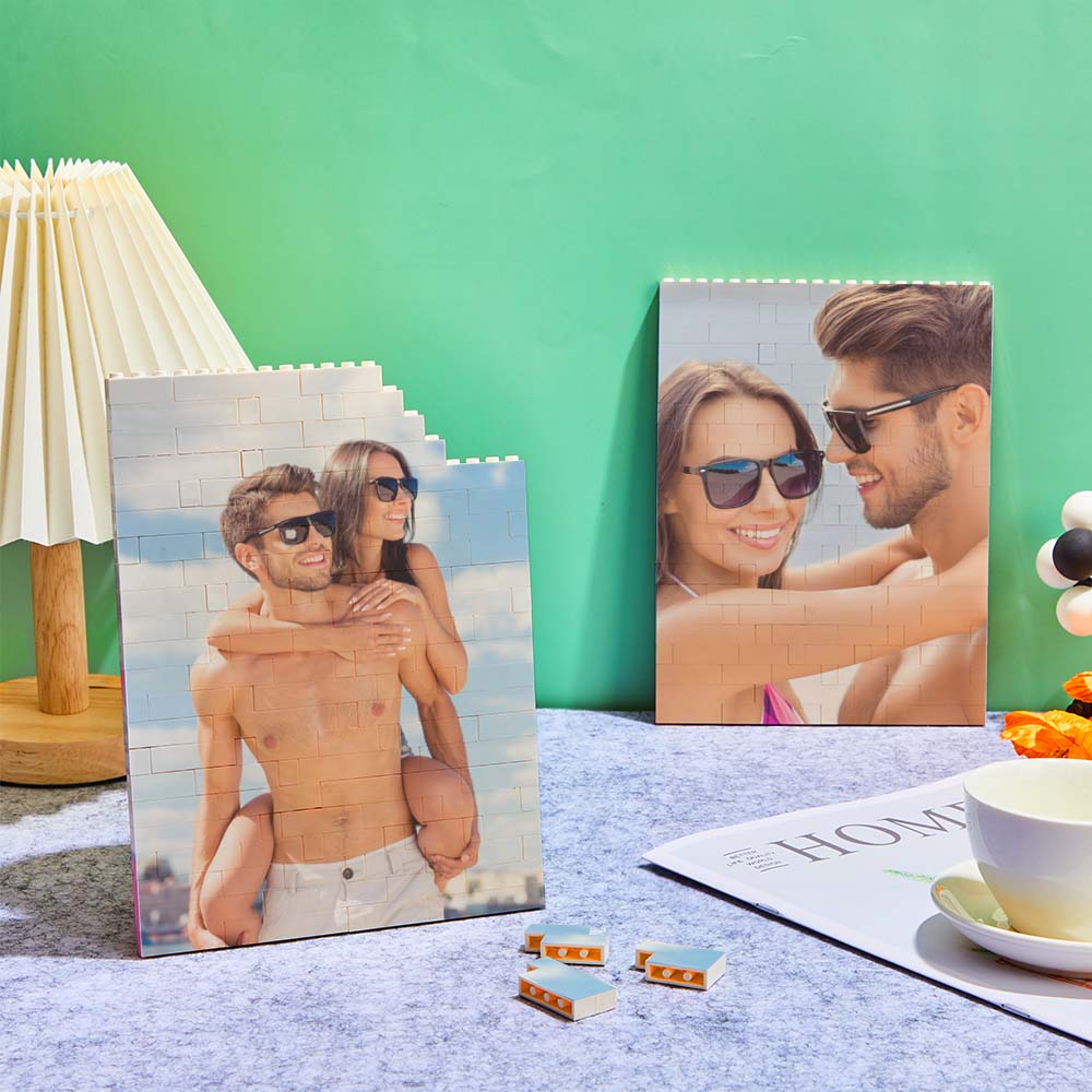 Personalized Building Block Puzzle Vertical Building Photo Brick Custom Single Sided Photo Frame