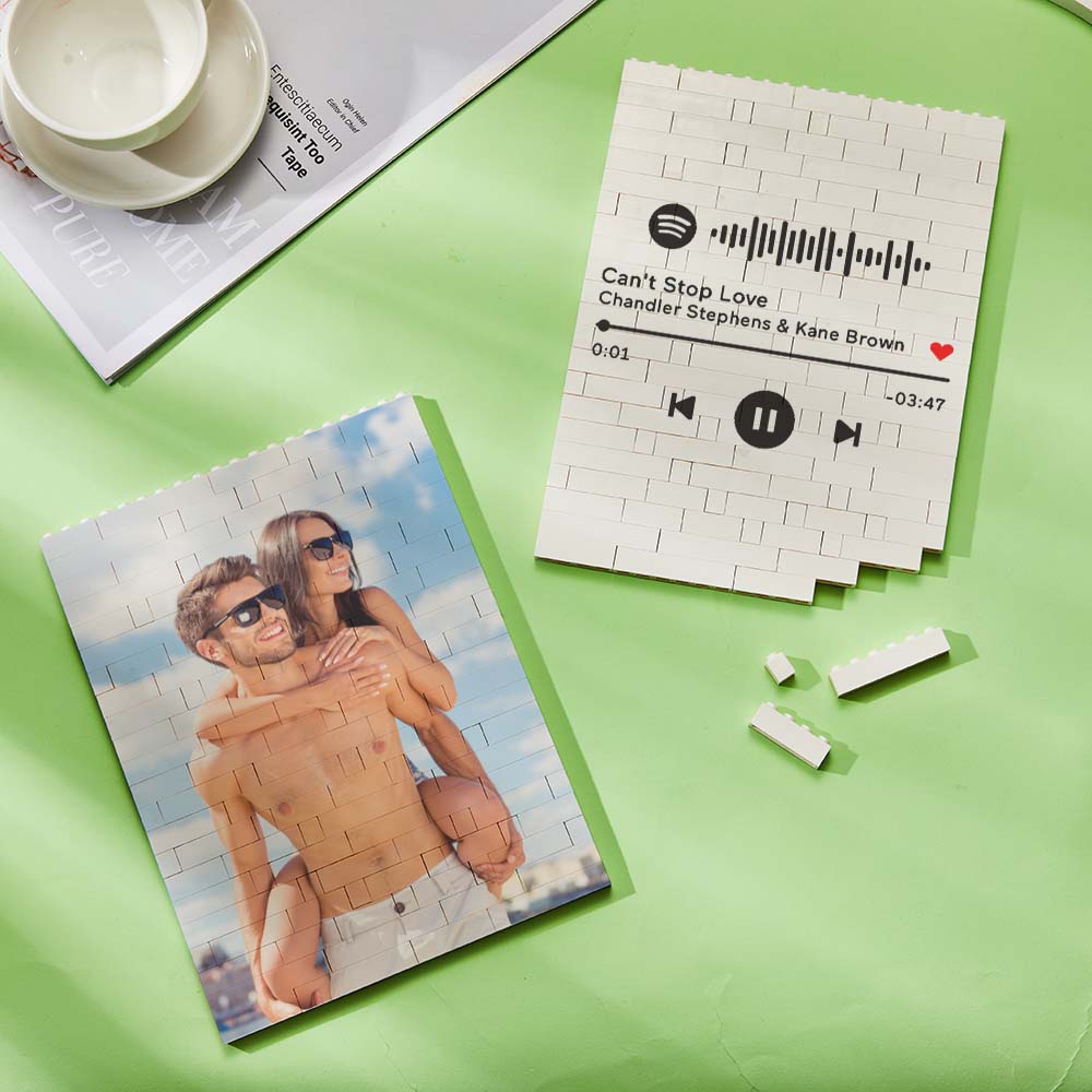 Personalized Building Block Puzzle Vertical Building Photo Brick Custom Single Sided Photo Frame