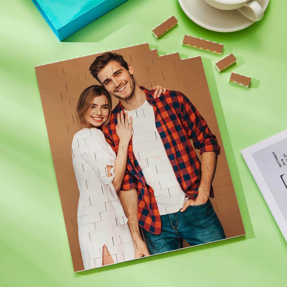 Personalized Building Block Puzzle Vertical Building Photo Brick Custom Single Sided Photo Frame