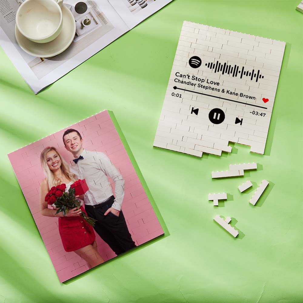Personalized Building Block Puzzle Vertical Building Photo Brick Custom Single Sided Photo Frame