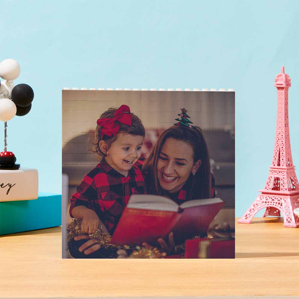 Personalized Building Block Puzzle Square Brick Photo & Text Frame