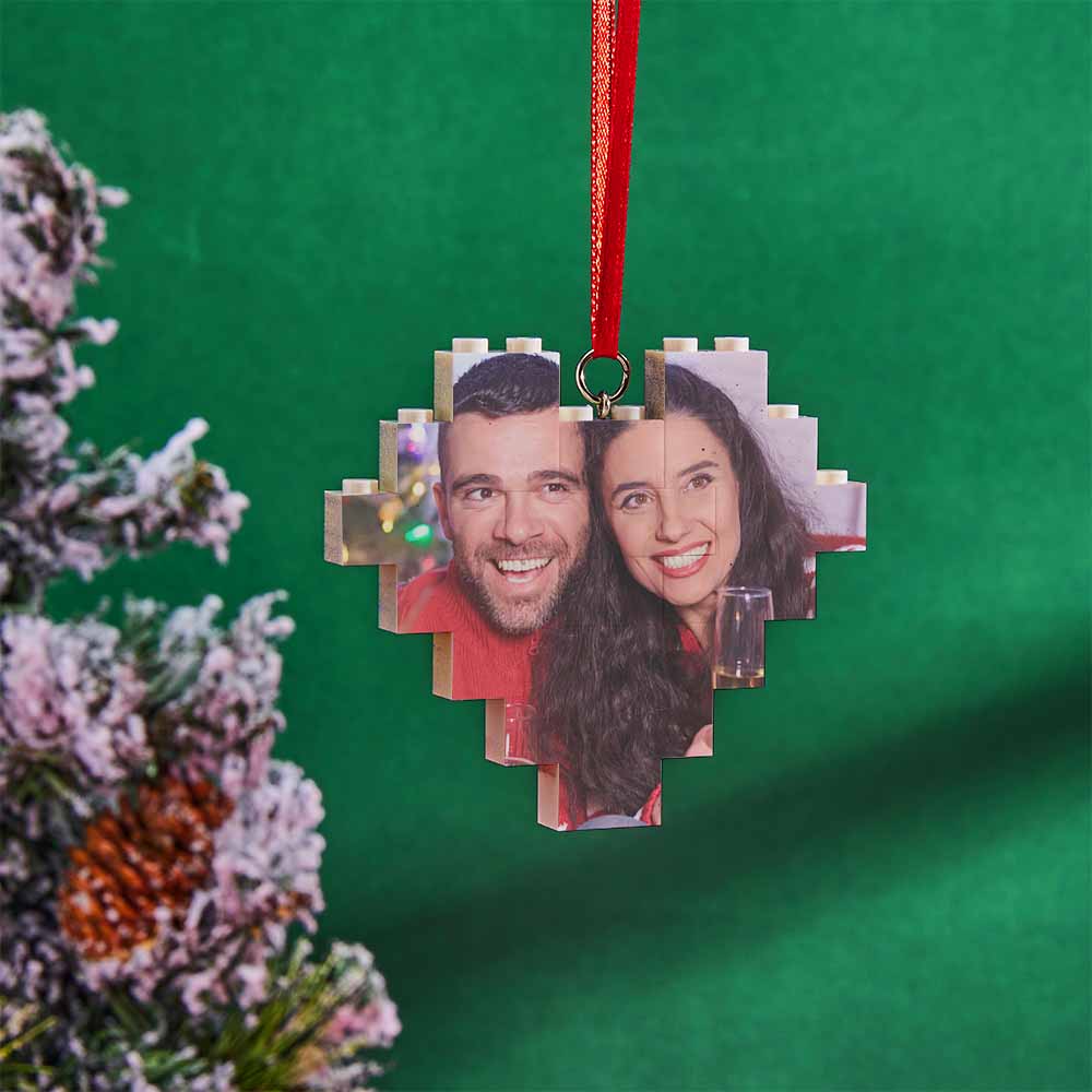 Christmas Ornament Personalized Building Block Puzzle Custom Music Code Heart Photo Brick