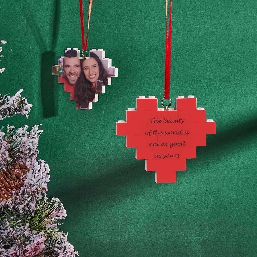 Christmas Ornament Personalized Building Block Puzzle Custom Music Code Heart Photo Brick