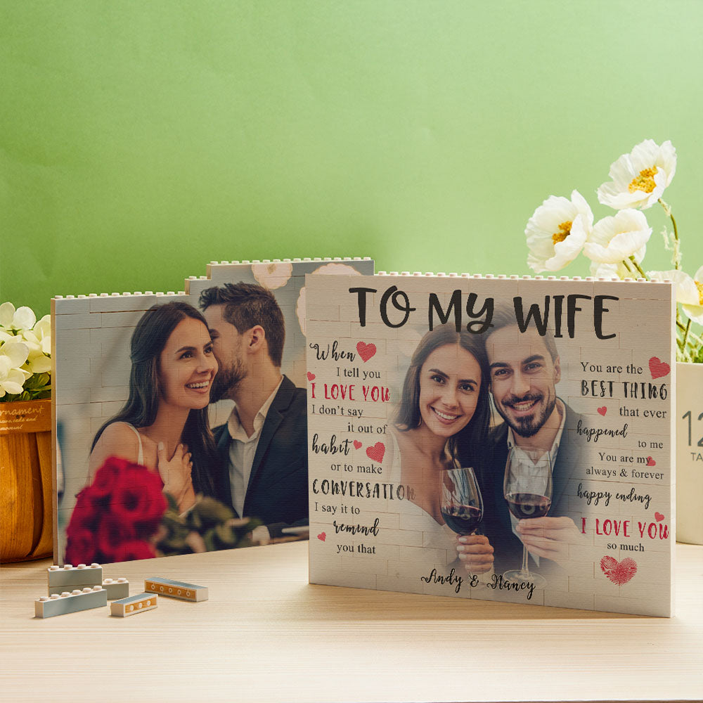 Custom Building Block Puzzle Personalized Photo and Name Brick To My Wife