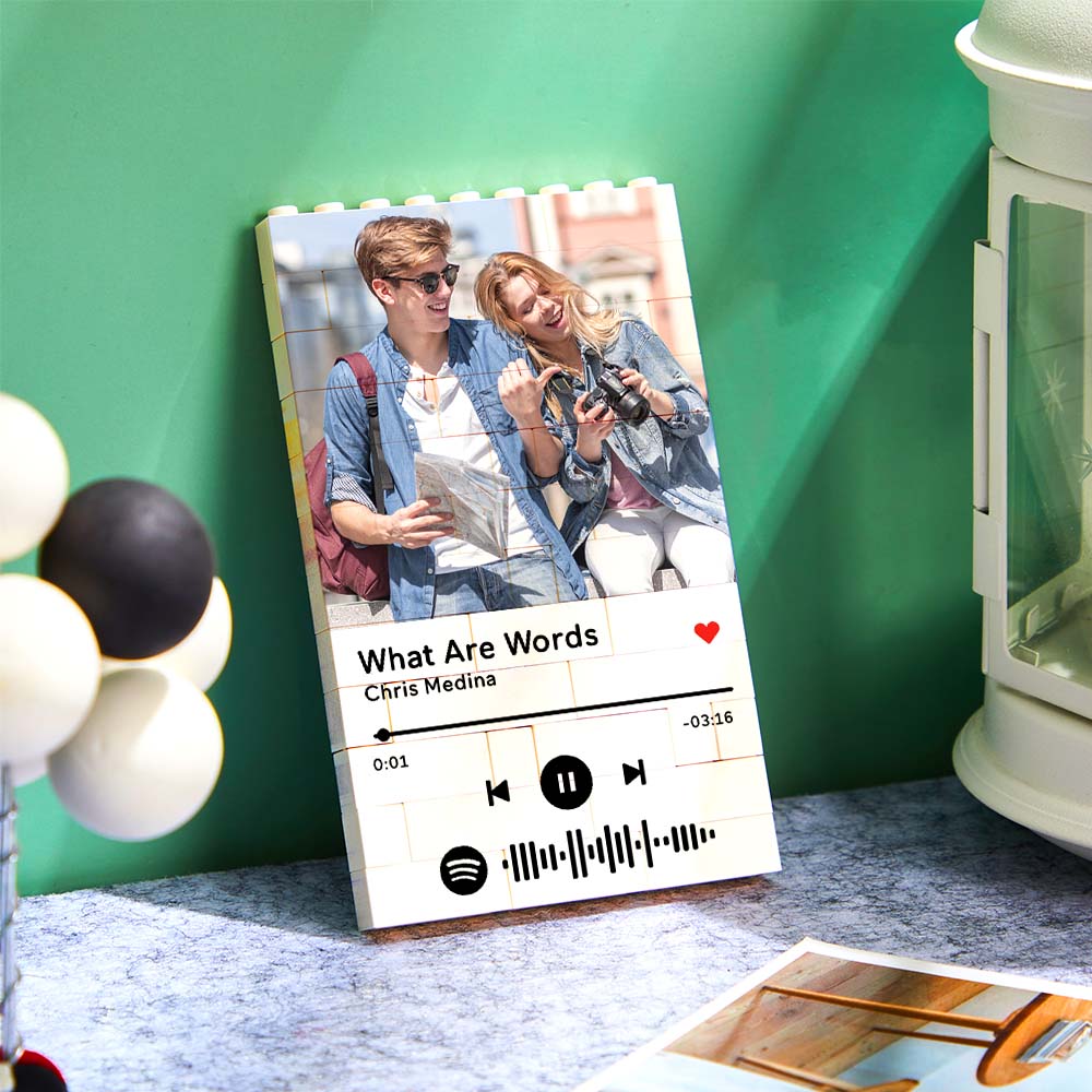 Custom Building Block Puzzle Personalized Vertical Photo Brick Custom Music Code Gifts for Him