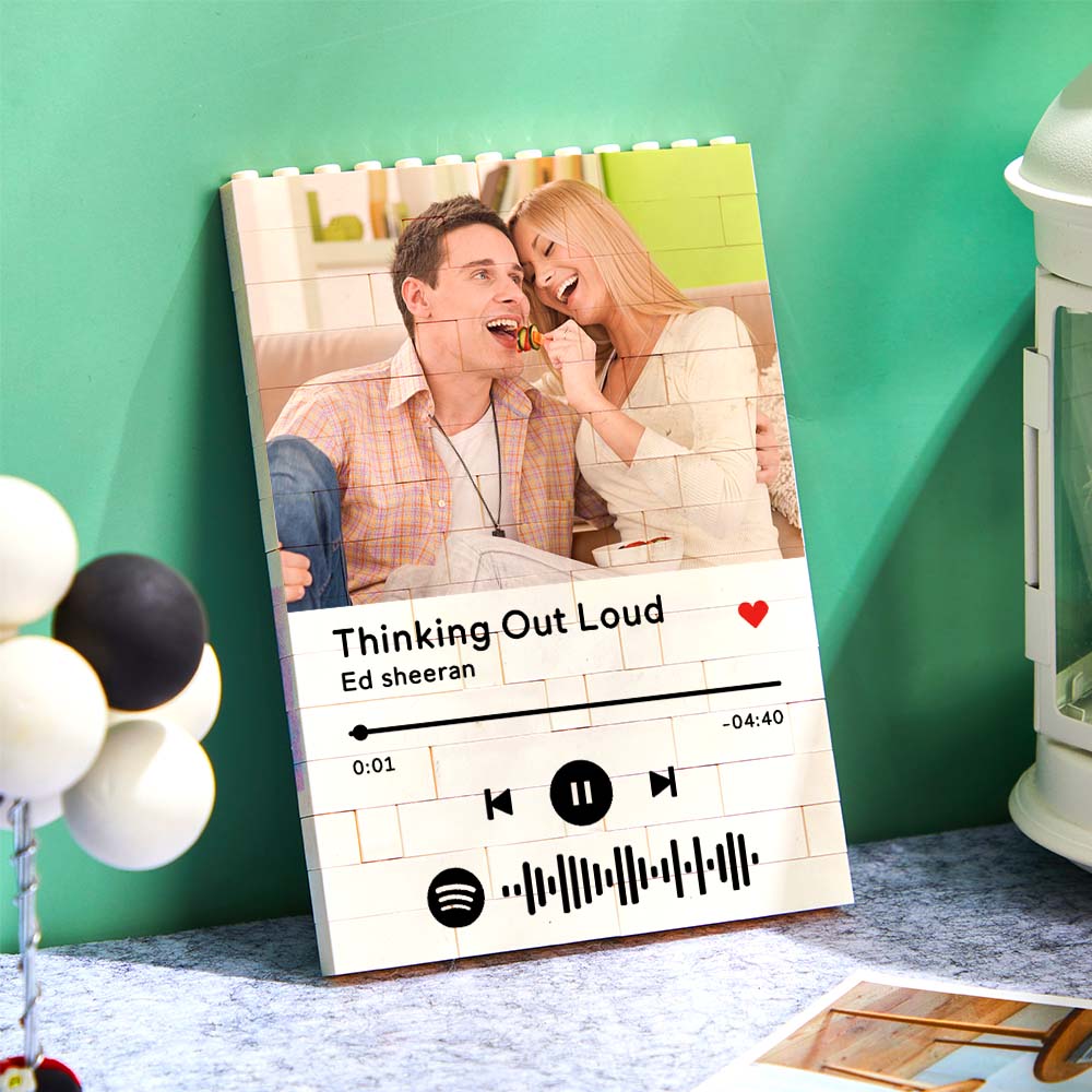 Custom Building Block Puzzle Personalized Vertical Photo Brick Custom Music Code Gifts for Him