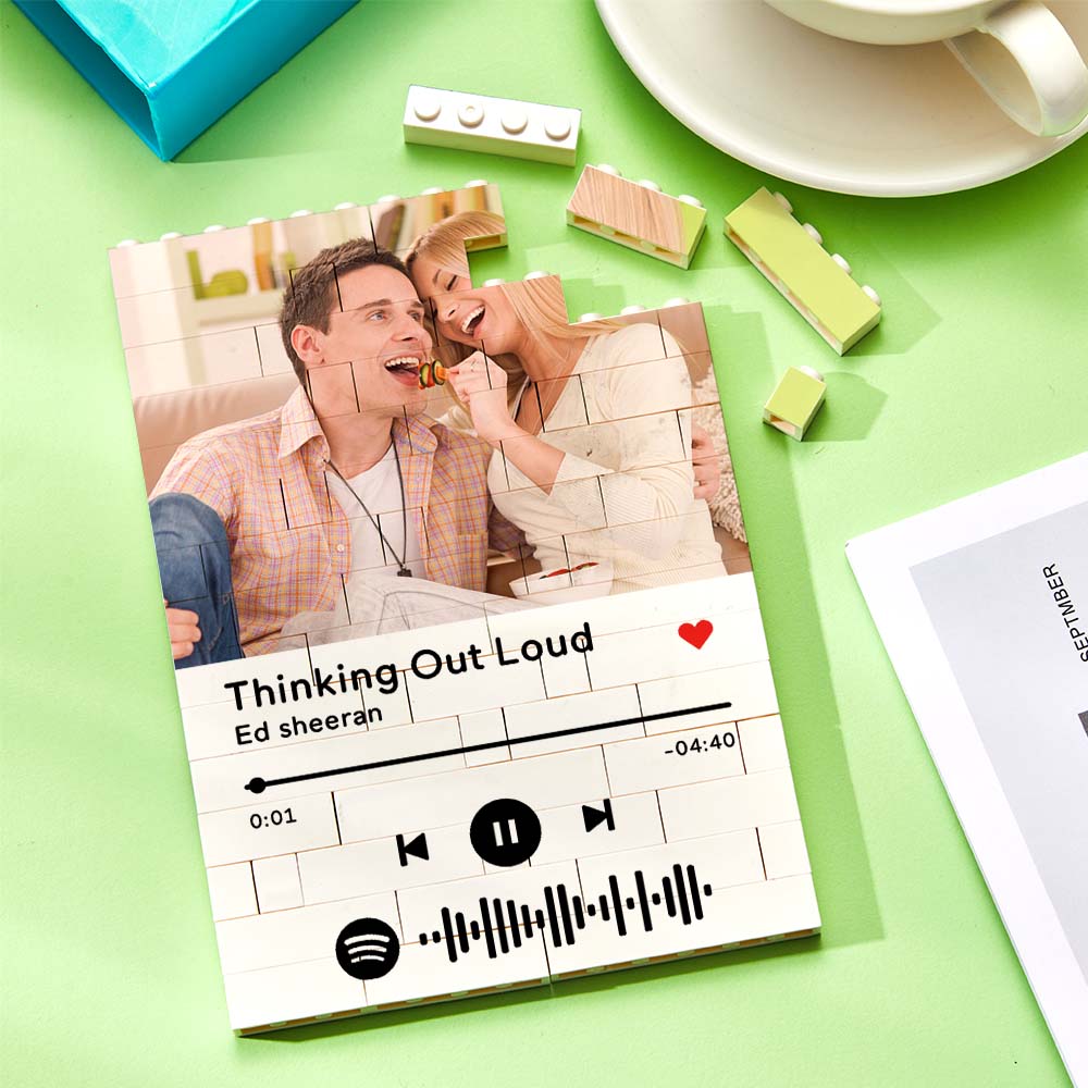 Custom Building Block Puzzle Personalized Vertical Photo Brick Custom Music Code Gifts for Him