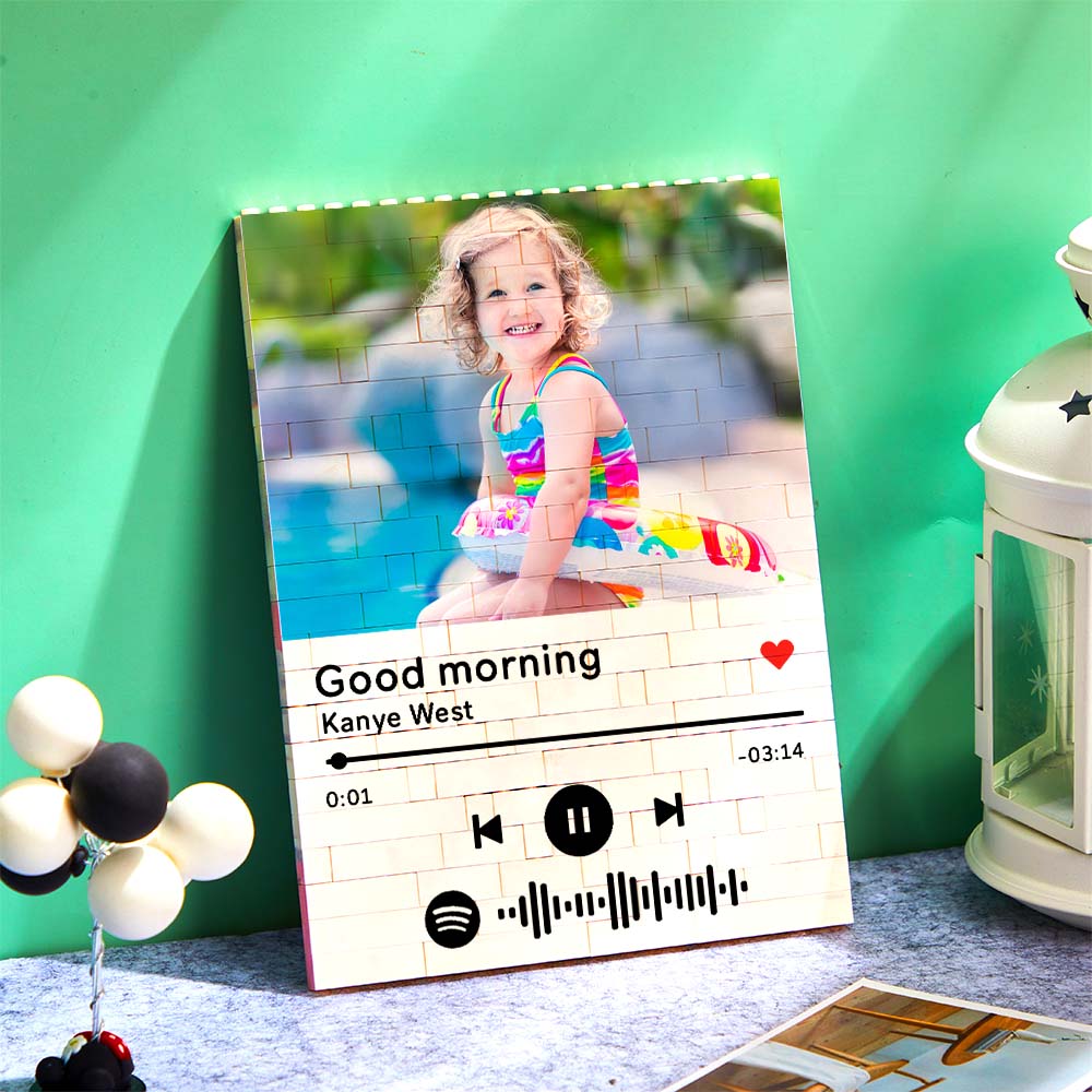 Custom Building Block Puzzle Personalized Vertical Photo Brick Custom Music Code Gifts for Him