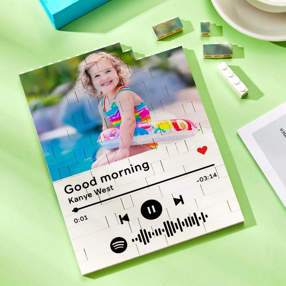 Custom Building Block Puzzle Personalized Vertical Photo Brick Custom Music Code Gifts for Him
