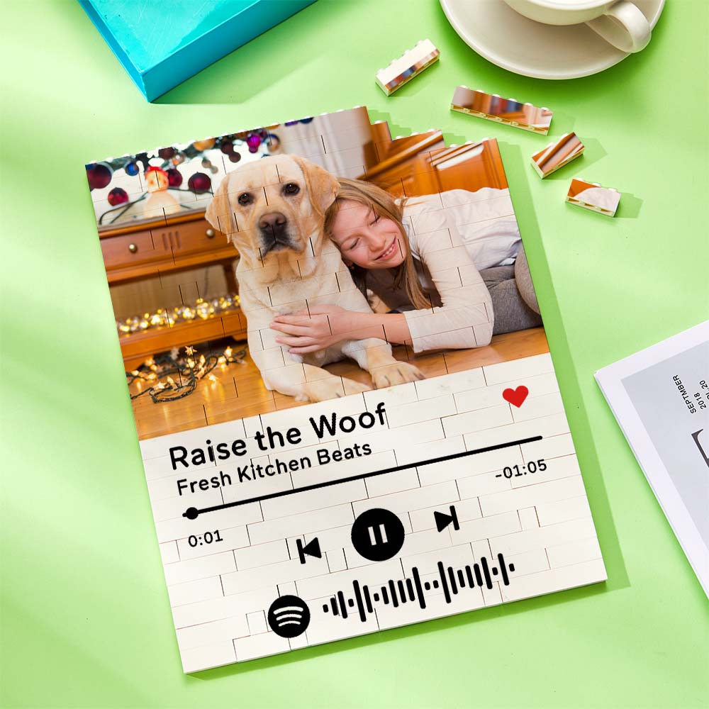 Custom Building Block Puzzle Personalized Vertical Photo Brick Custom Music Code Gifts for Him