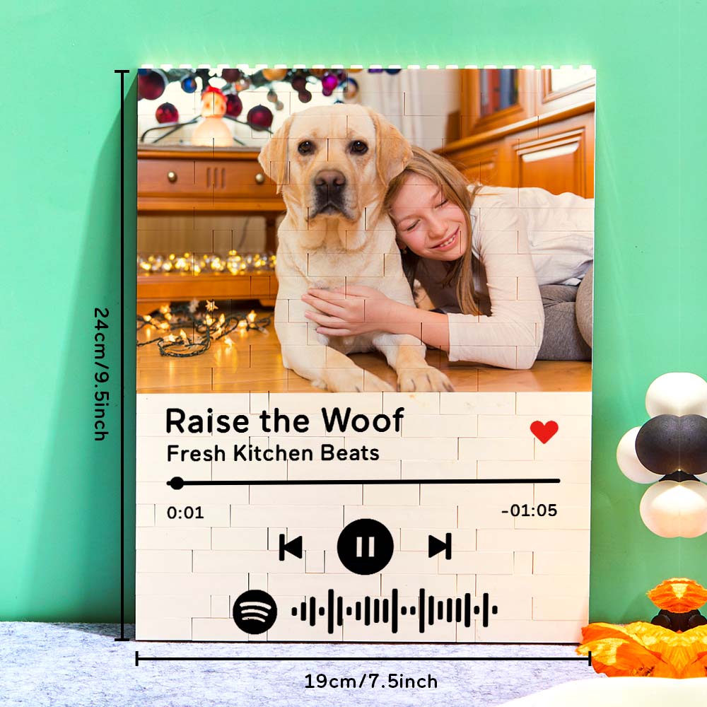 Custom Building Block Puzzle Personalized Vertical Photo Brick Custom Music Code Gifts for Him