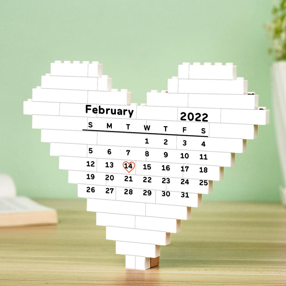 Custom Building Block Puzzle Personalized Heart Shaped Photo & Special Date Brick Gift for Couples