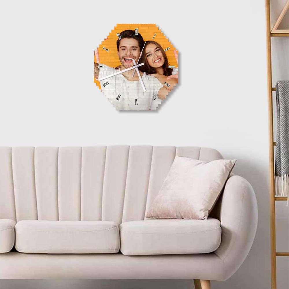 Custom Building Block Wall Clock Personality Puzzle Custom Photo Pointer Brick Clock