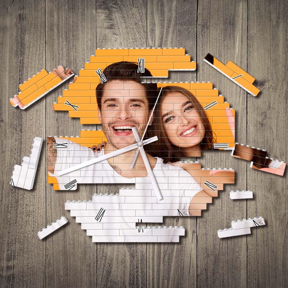 Custom Building Block Wall Clock Personality Puzzle Custom Photo Pointer Brick Clock