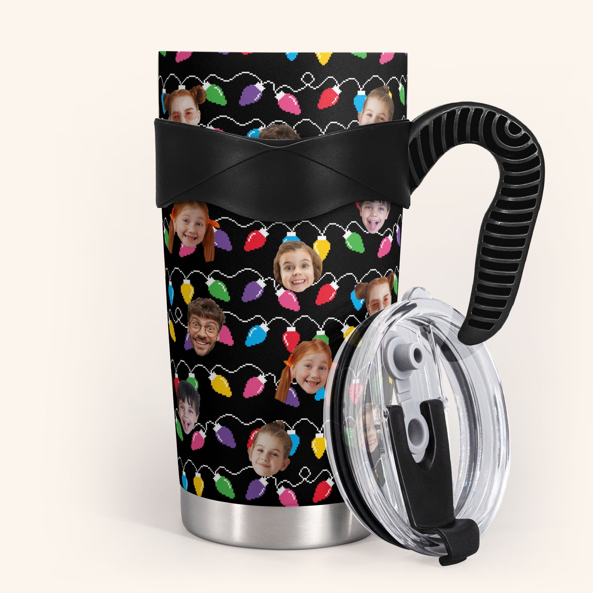 Custom Face Family Funny Christmas Led Lights - Personalized Photo Tumbler Cup