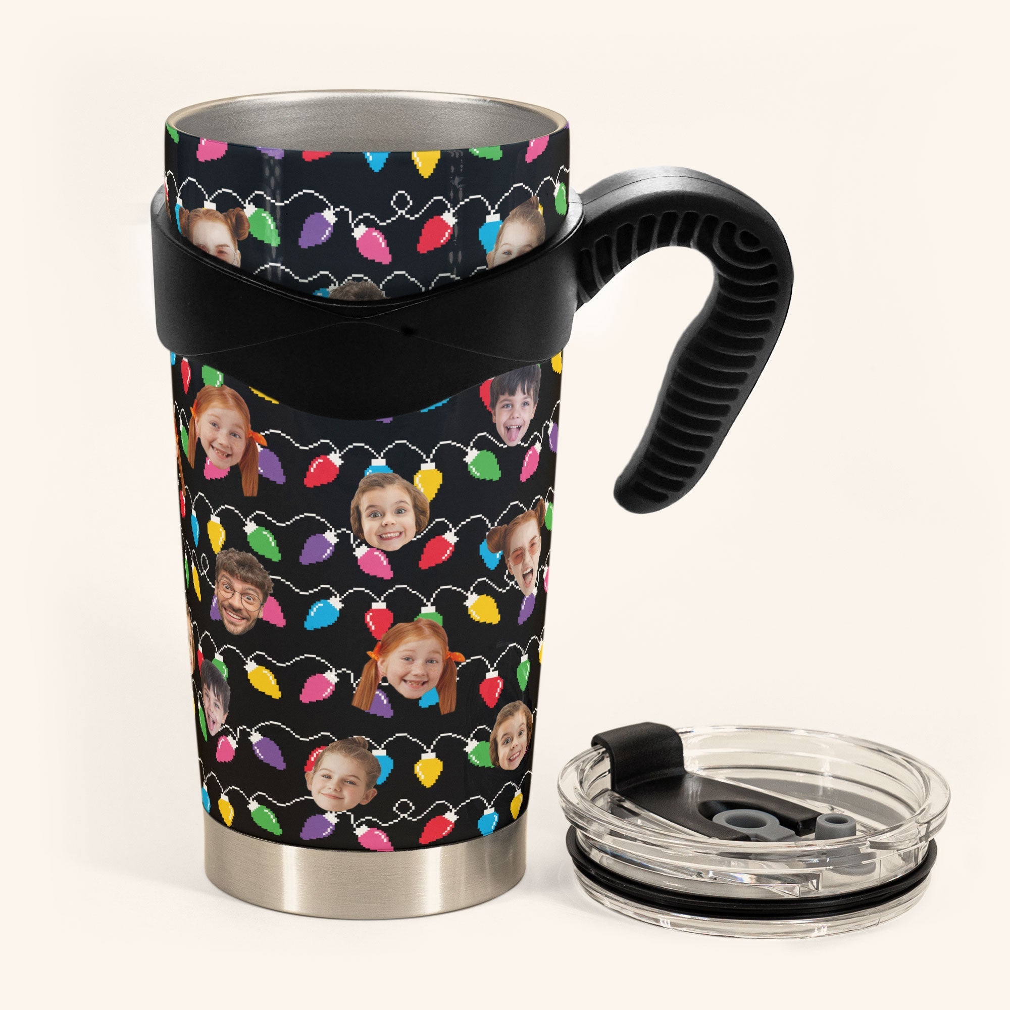 Custom Face Family Funny Christmas Led Lights - Personalized Photo Tumbler Cup