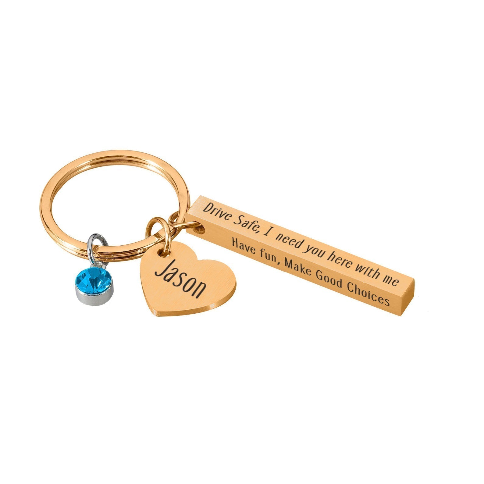 Vertical Bar Drive Safe Keychain Key Chain With Heart Charm