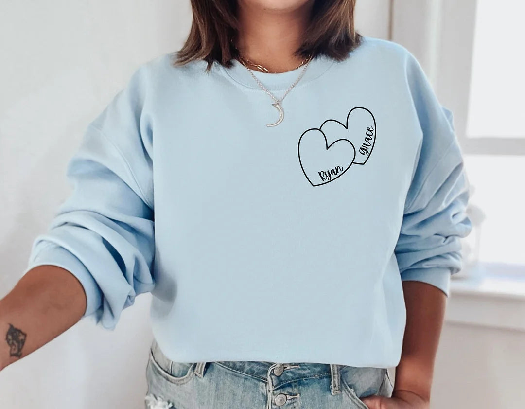 💖For Lover💖Custom Sweatshirt, Hearts Sweatshirt, Love Sweatshirt, Personalized Sweater, Valentine Gift, Mom Gift, Bridal Shower Gift