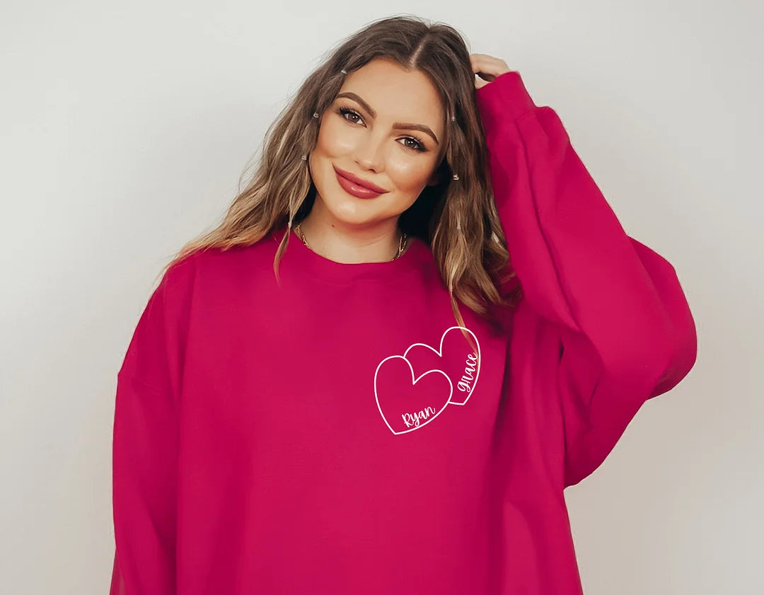 💖For Lover💖Custom Sweatshirt, Hearts Sweatshirt, Love Sweatshirt, Personalized Sweater, Valentine Gift, Mom Gift, Bridal Shower Gift
