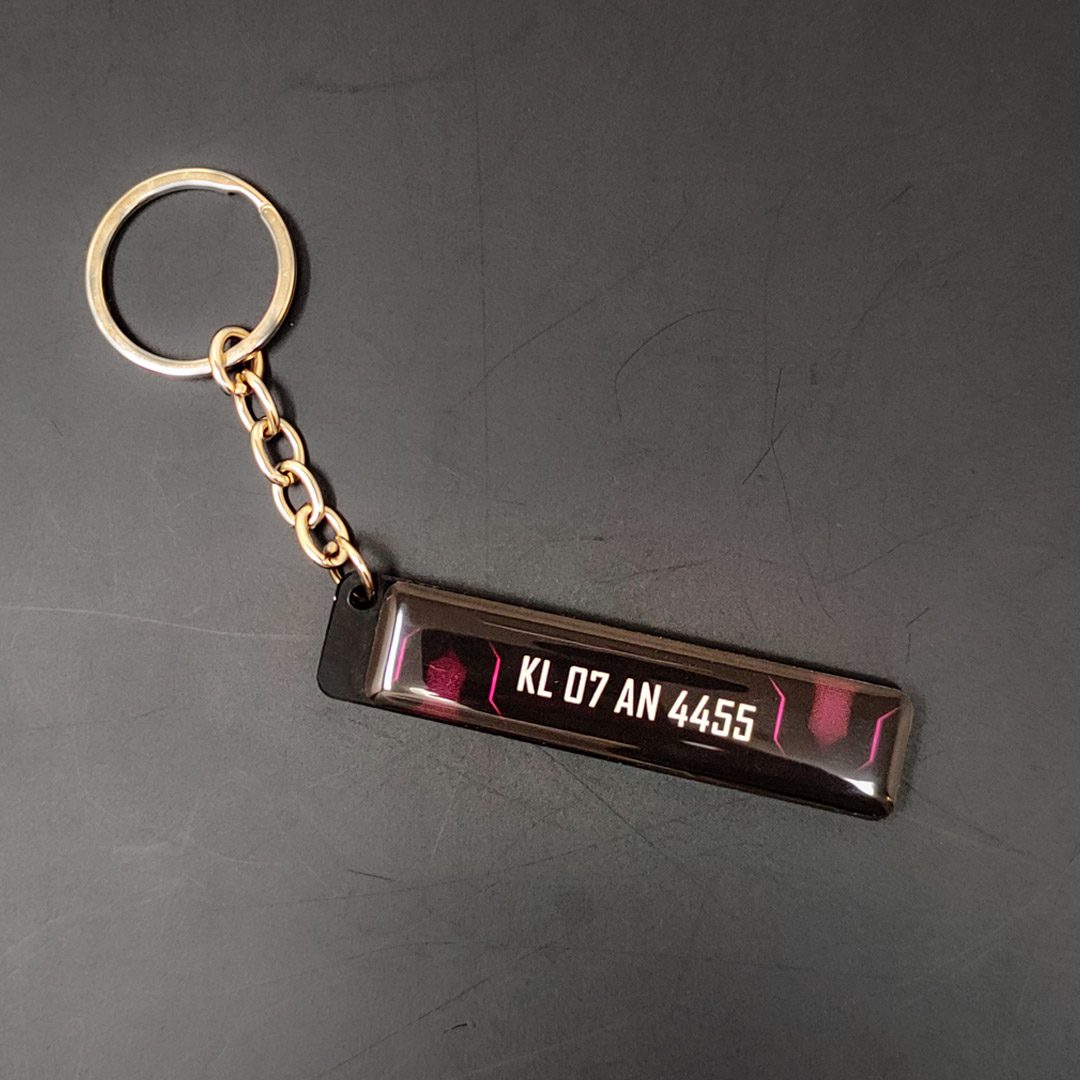 STYLISH GEL RECTANGULAR NUMBER PLATE KEYCHAIN