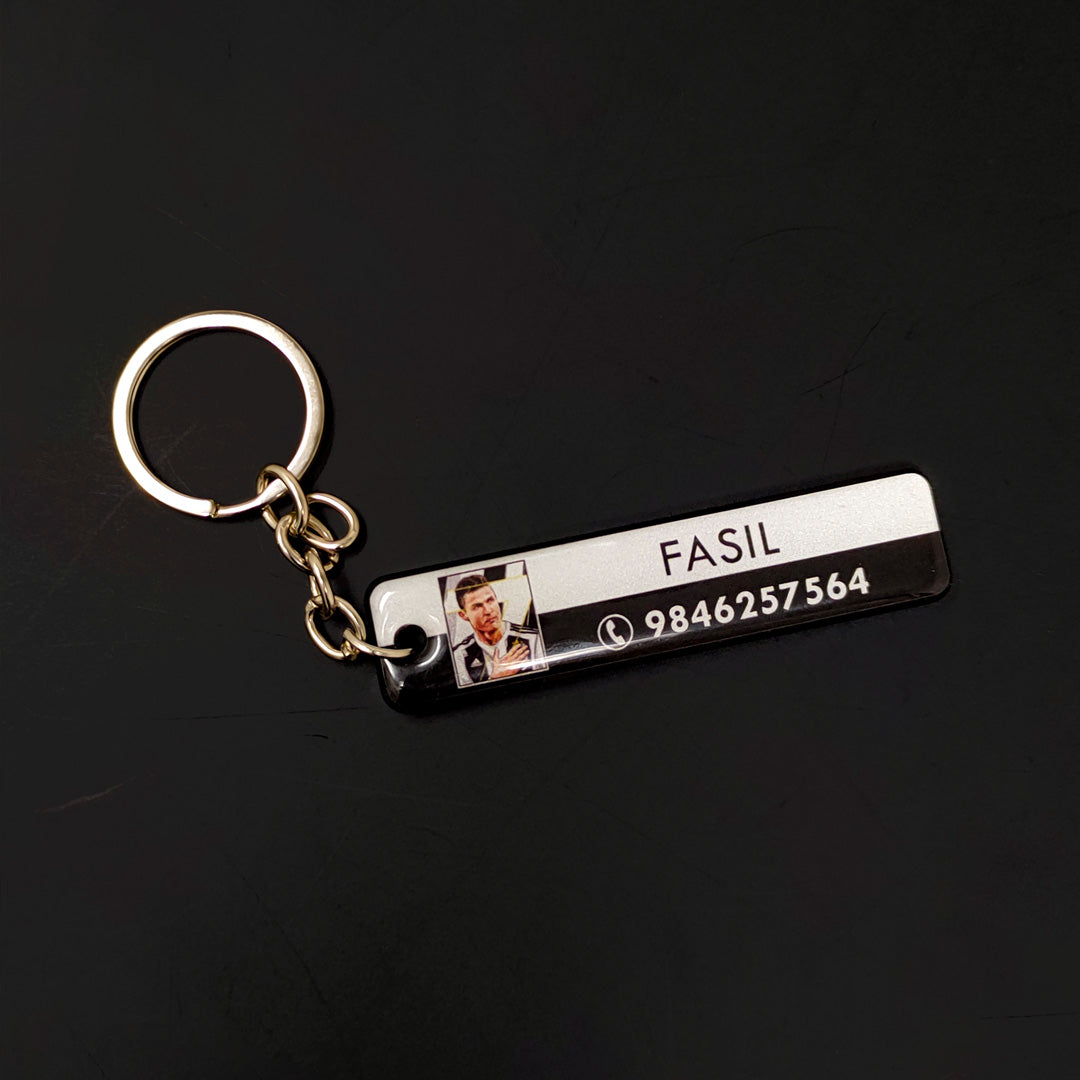 PHOTO NAME & NUMBER GEL RECTANGULAR KEYCHAIN