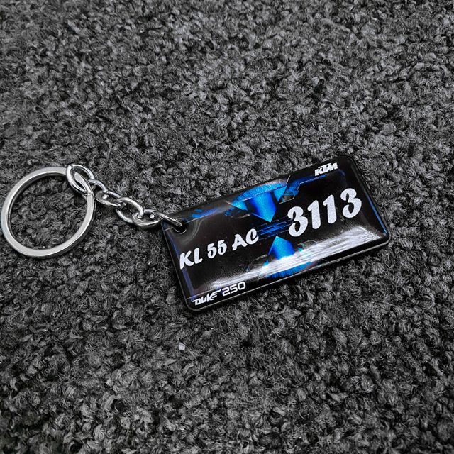 CRYSTAL GEL NUMBER PLATE KEYCHAIN