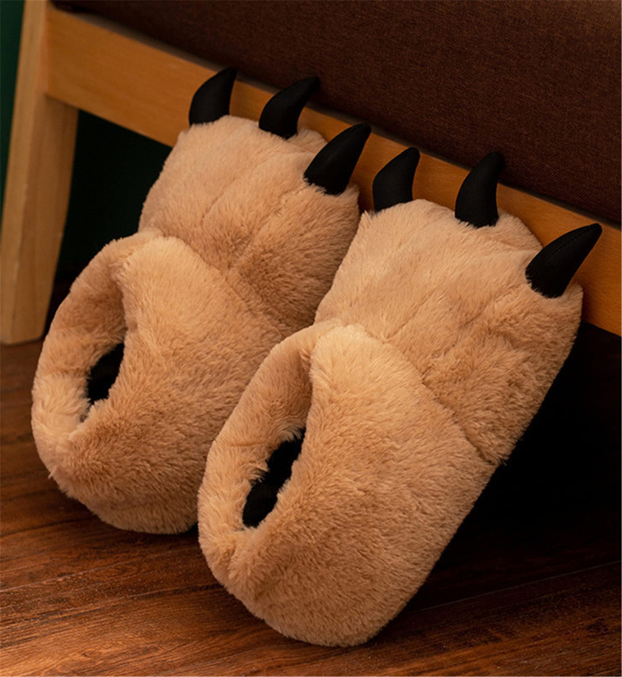 Adults Monster Dinosaur Claw Foot Fur Cuddly Indoor Slippers