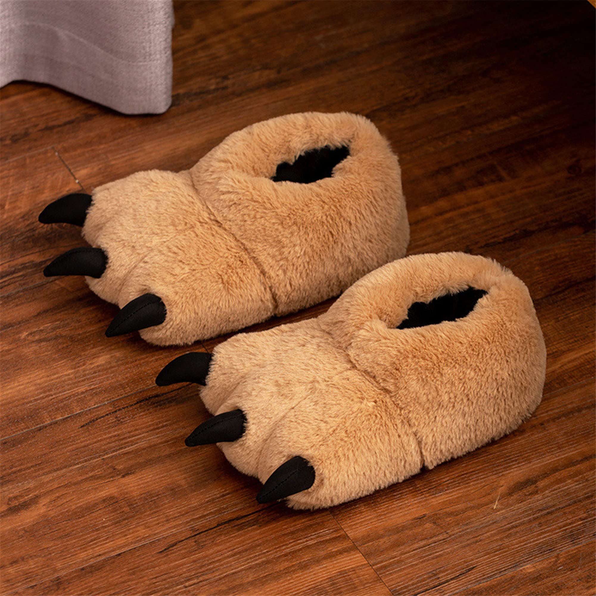 Adults Monster Dinosaur Claw Foot Fur Cuddly Indoor Slippers