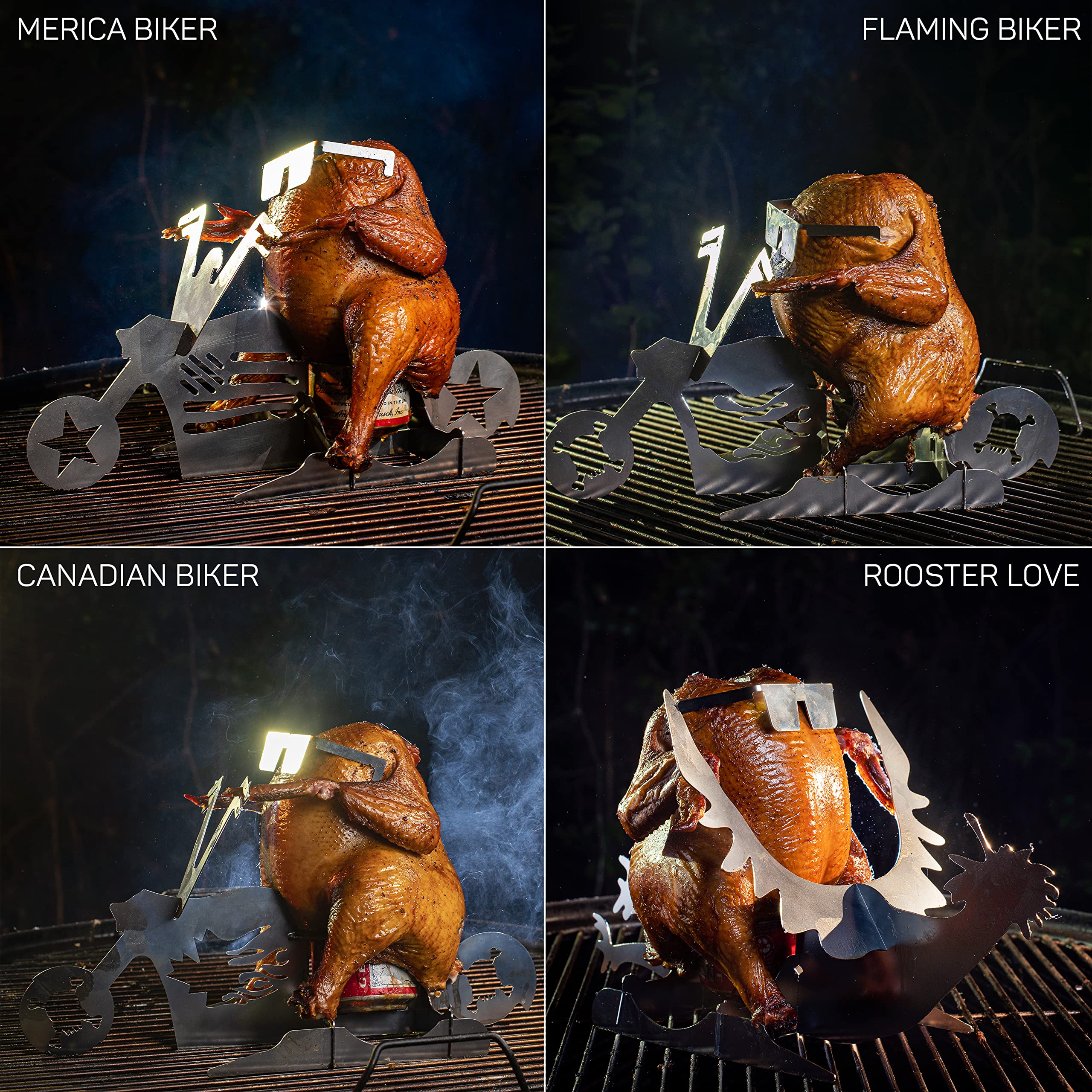 Best Gift Beer can chicken stand- American motorcycle BBQ