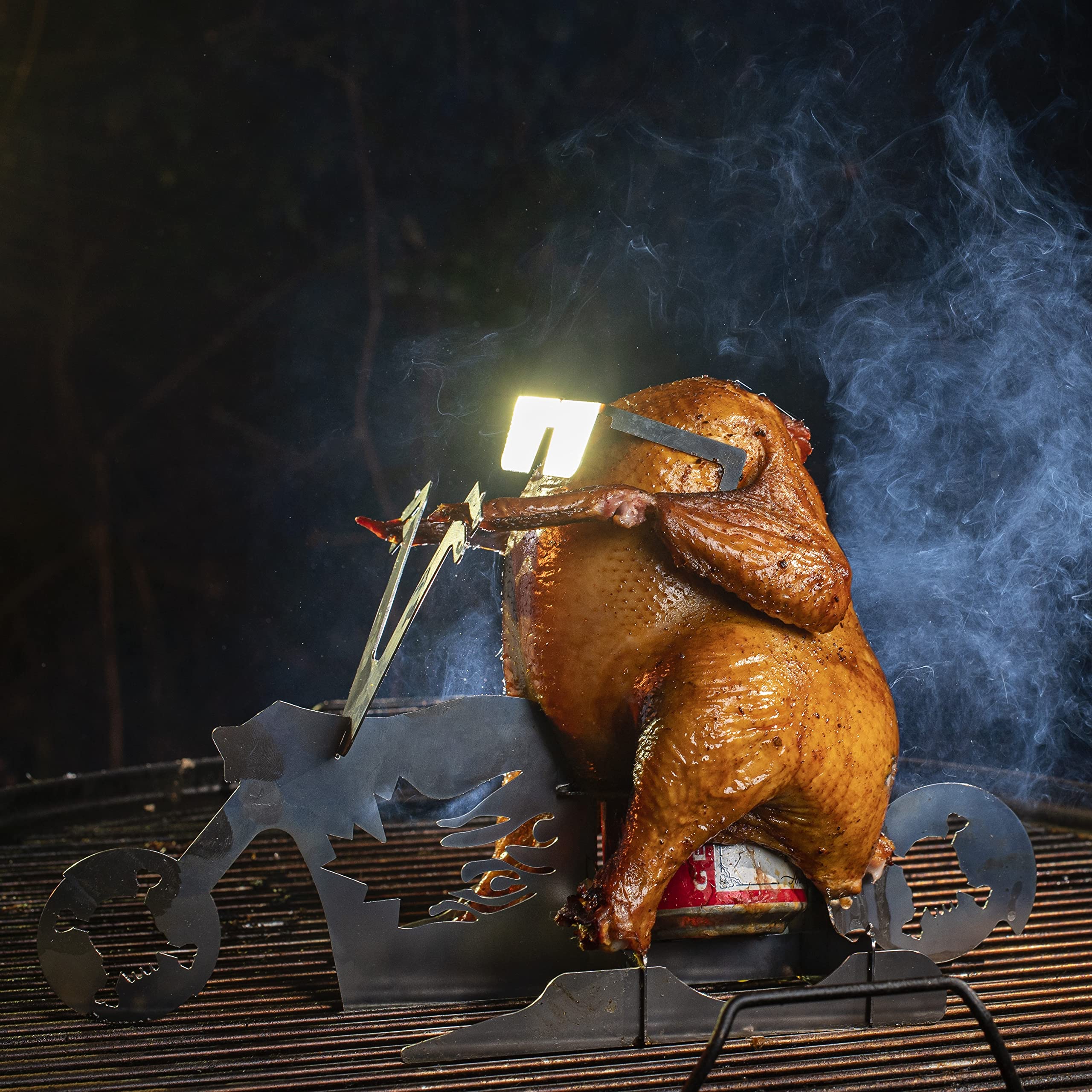 Best Gift Beer can chicken stand- American motorcycle BBQ