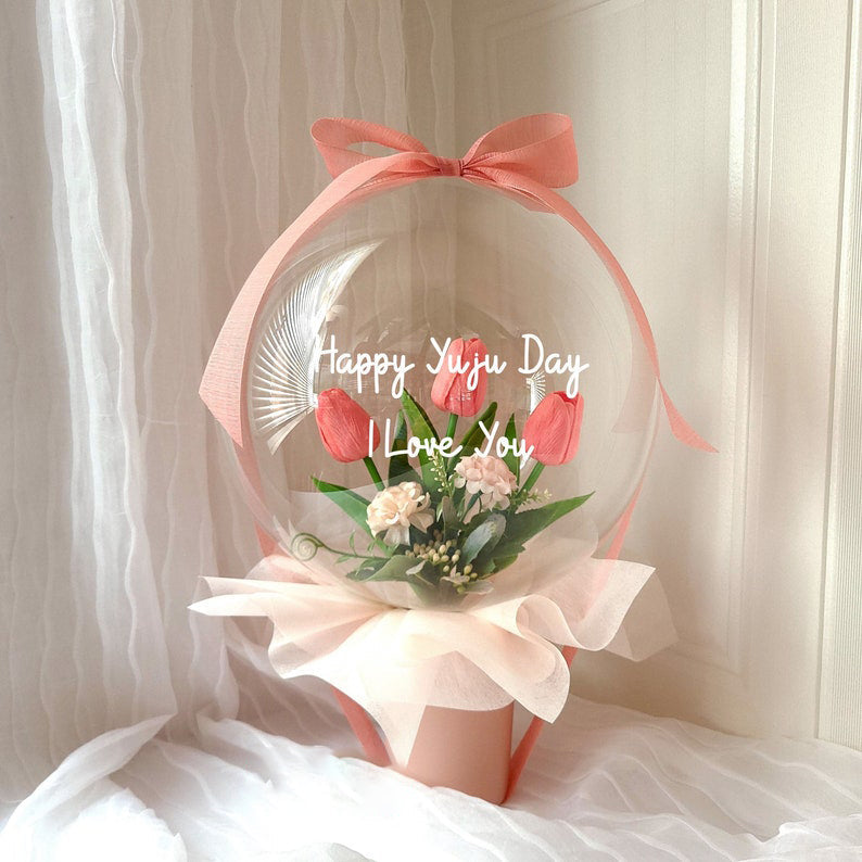 Pink Tulip Flower Balloon / Mother's Day, Special Gift, anniversary, Mothers Day, Graduation, Birthday, Congratulations, Personalized