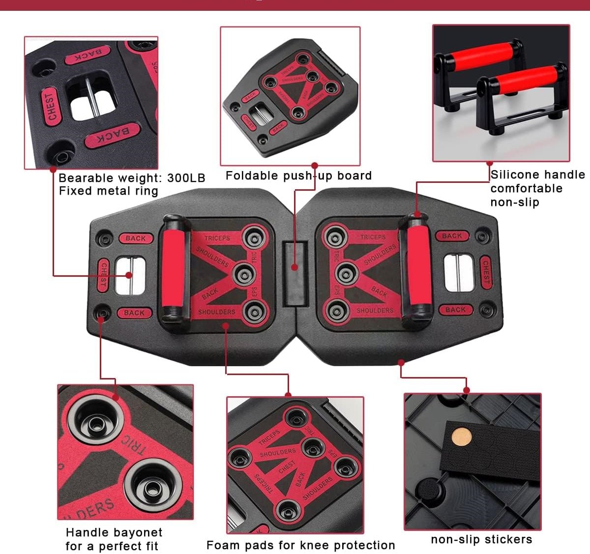 Portable home gym equipment - 17 fitness accessories 9 in 1 push-up plate set