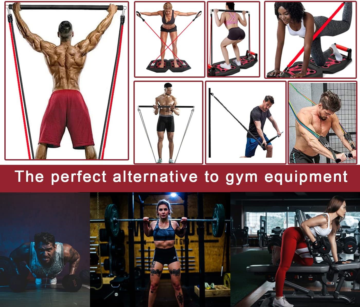 Portable home gym equipment - 17 fitness accessories 9 in 1 push-up plate set