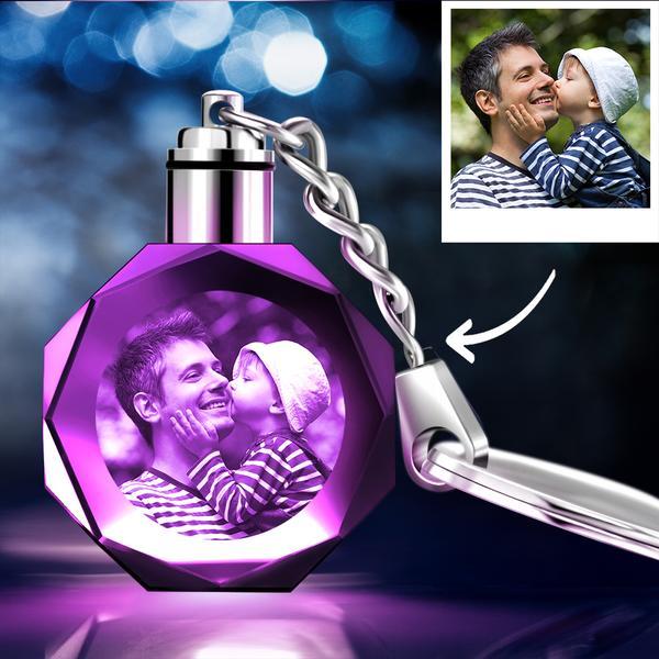 LED Crystal Heart Shape Custom Photo Keychain