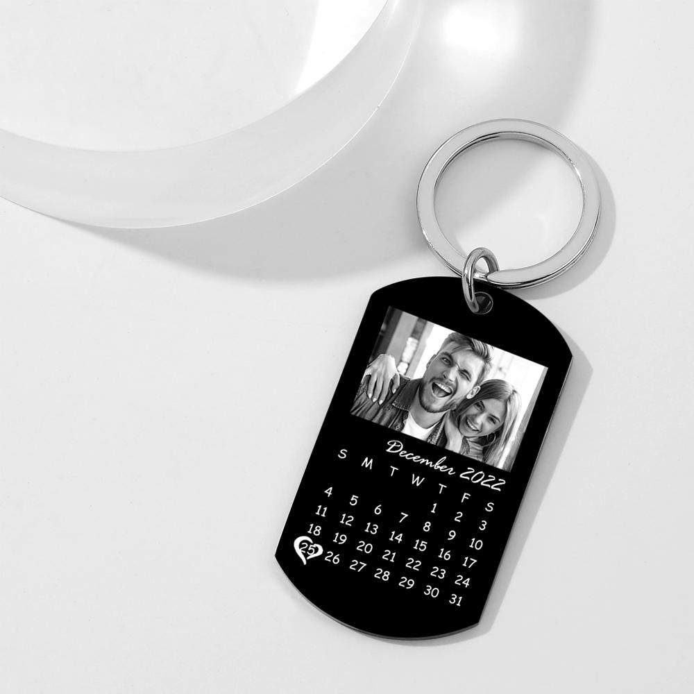 Custom Black Key Chains Filter Photo Calendar Keychain Unique Design Gift For Loved Ones On Anniversary