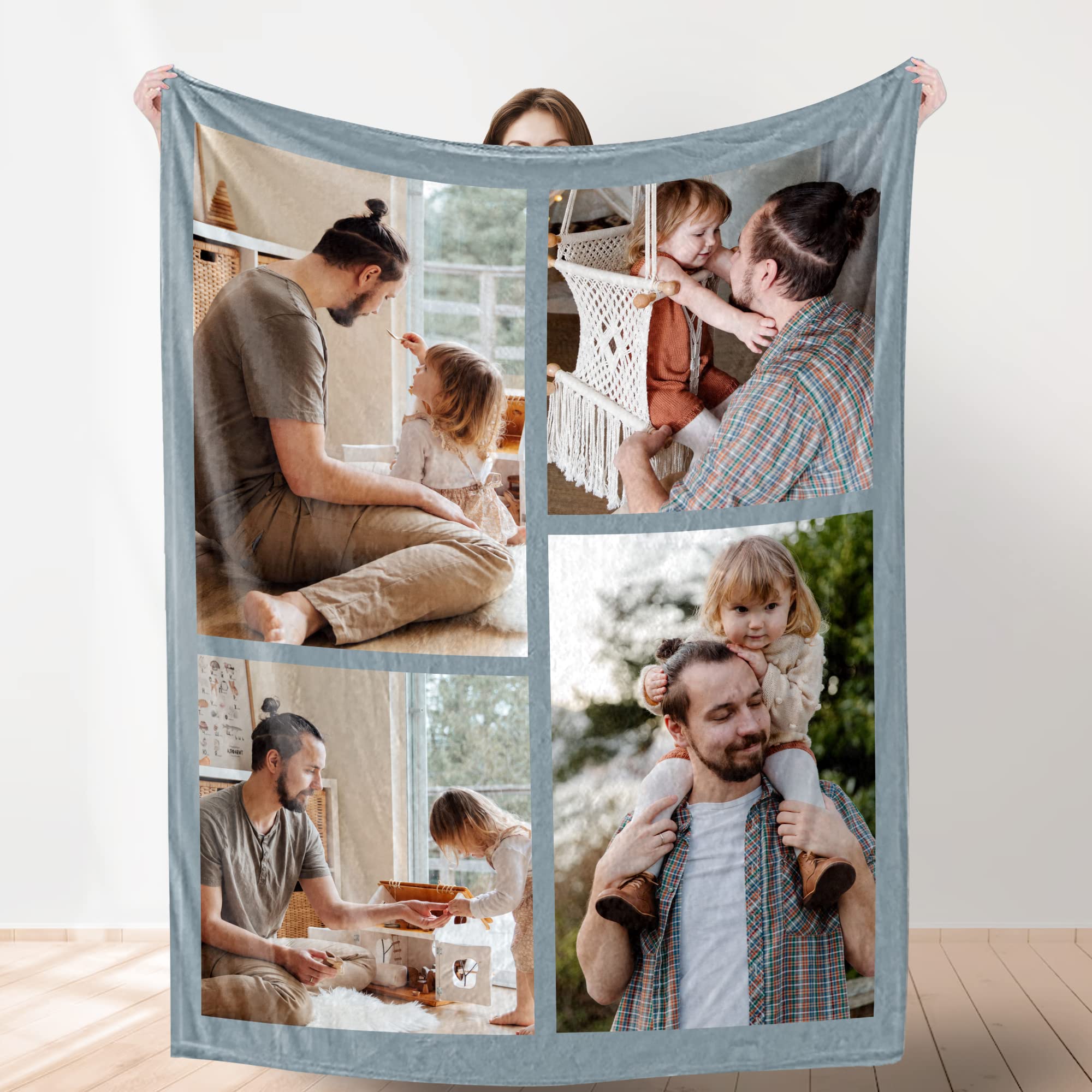 Custom Blanket with Photo， Funny Gifts for Boyfriend,Dad,Mom,Friends,New Year,Birthday