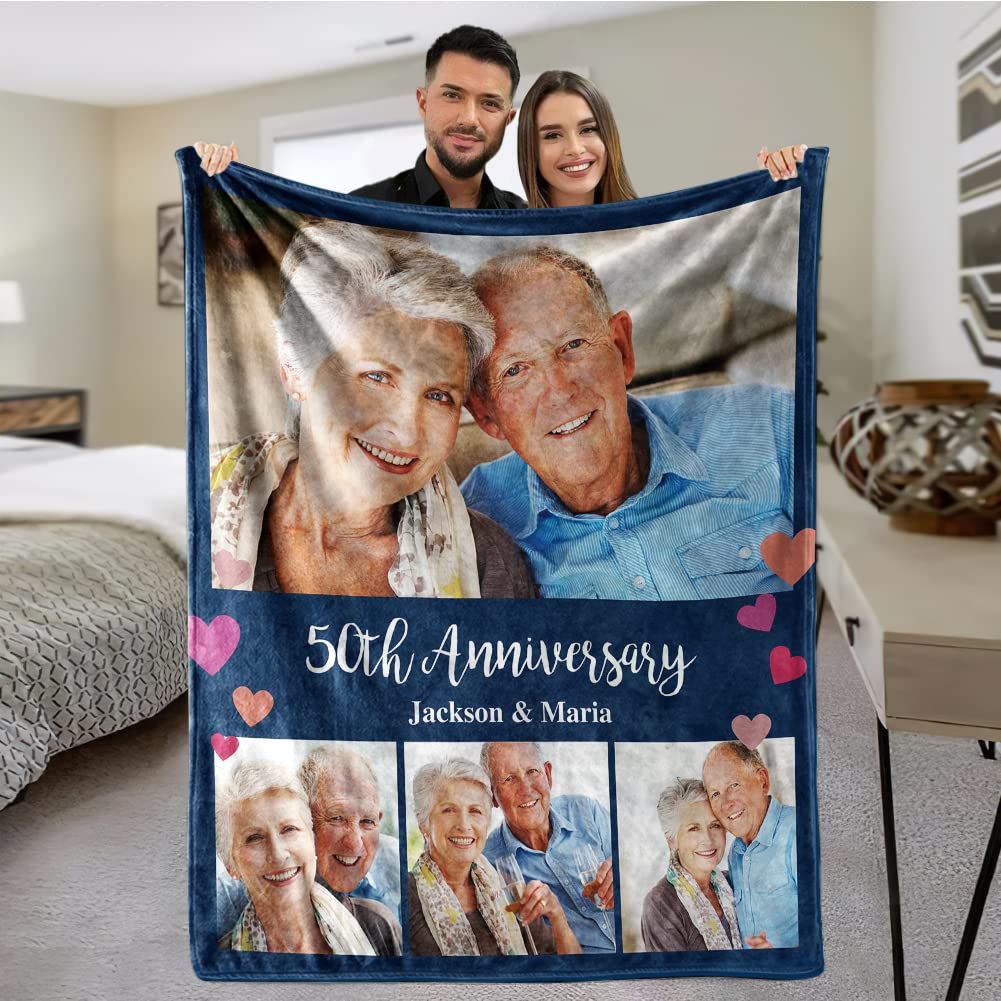 Custom Blanket with Photo， Funny Gifts for Boyfriend,Dad,Mom,Friends,New Year,Birthday