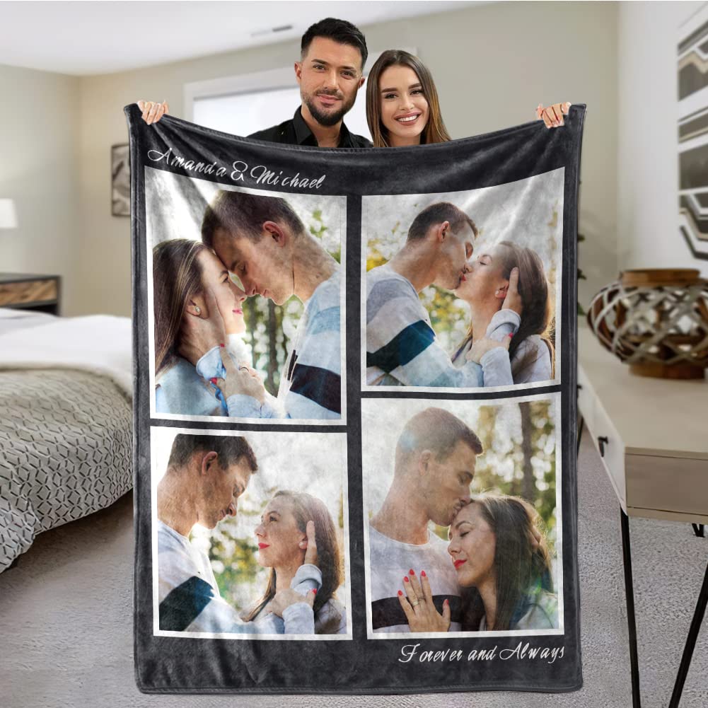 Custom Blanket with Photo， Funny Gifts for Boyfriend,Dad,Mom,Friends,New Year,Birthday