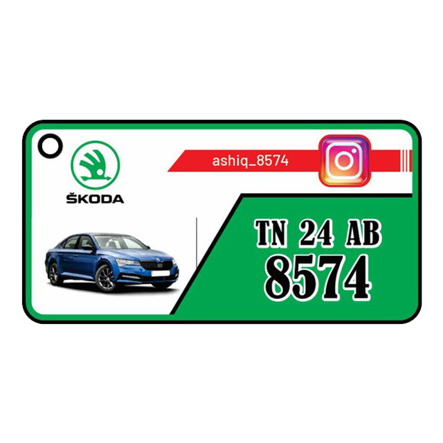 ELEGANT PHOTO GEL NUMBER PLATE KEYCHAIN