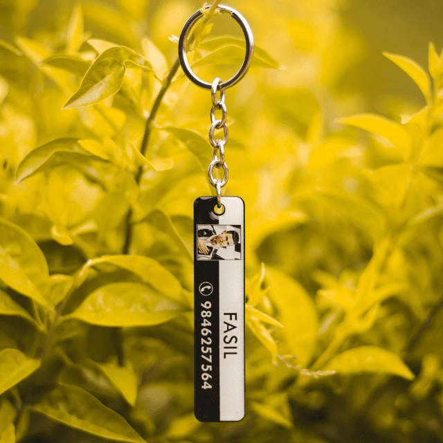 PHOTO NAME & NUMBER GEL RECTANGULAR KEYCHAIN
