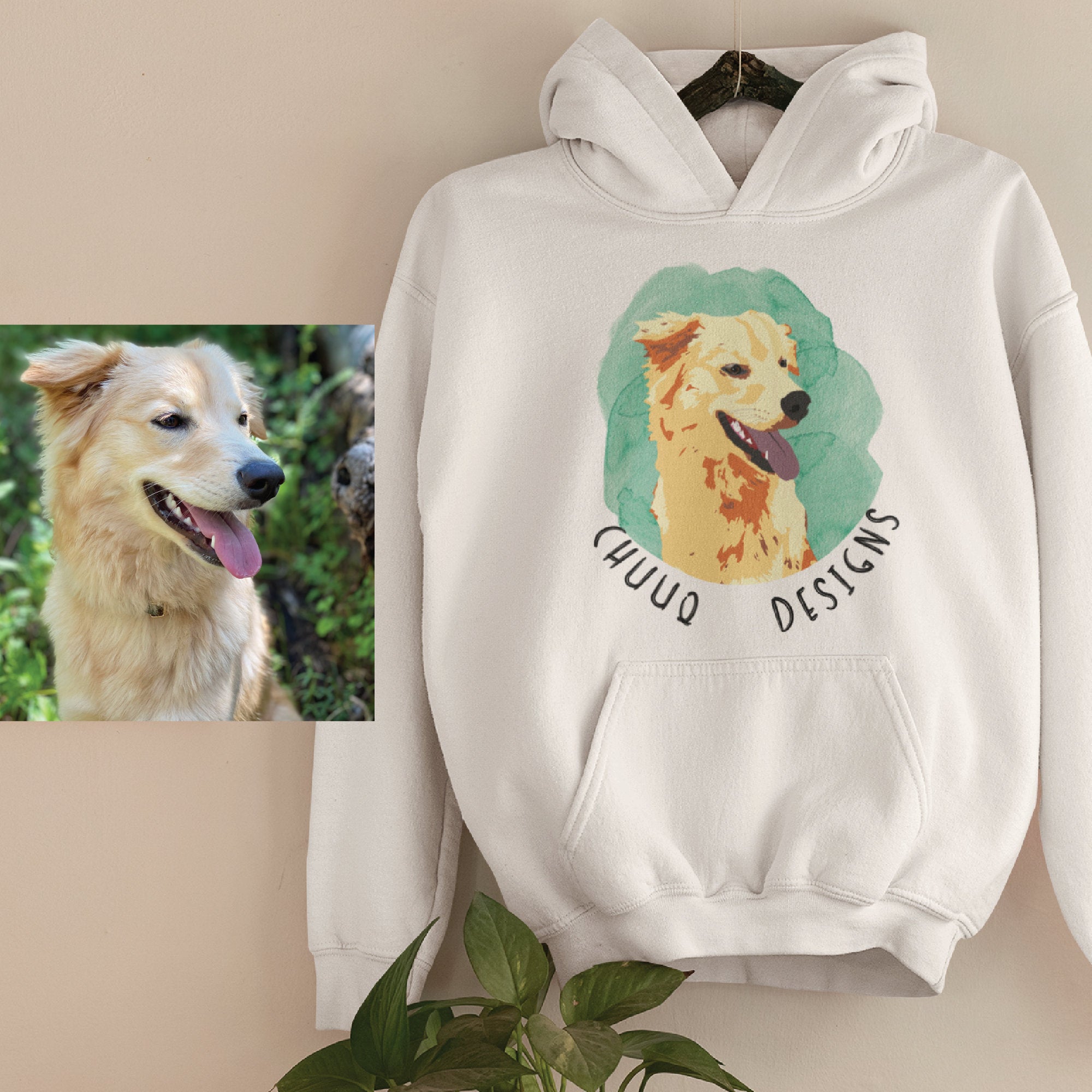 Custom Pet Photo Hoodie Comfortable Cozy Sports Jumper with Front Pocket Unisex Personalized Dog Cat Rabbit Portrait Pet Owner Gift Idea