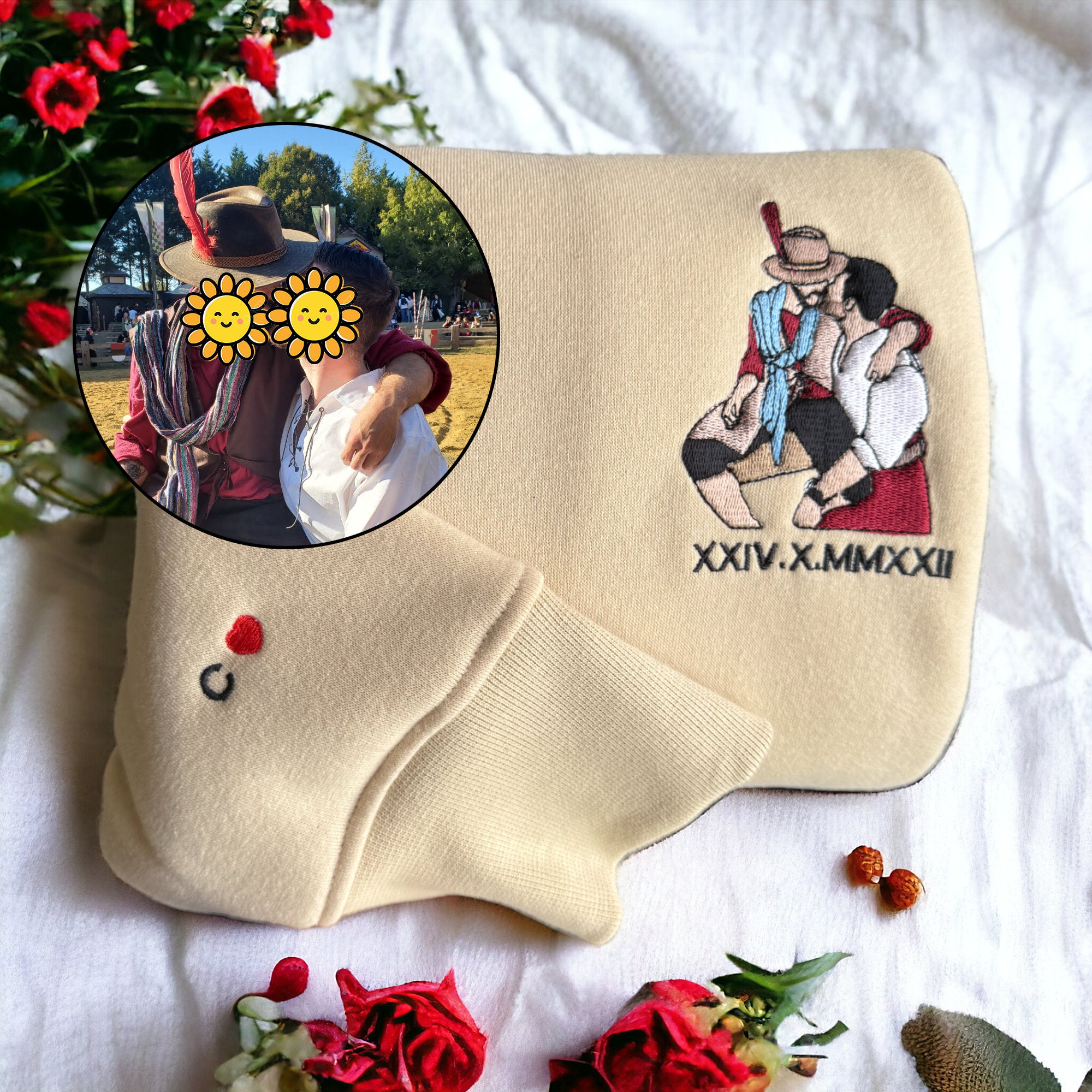 ❤️‍🔥(Best Selling)Custom Embroidered Sweatshirt Portrait Music Player Couple Valentine's Day Gift