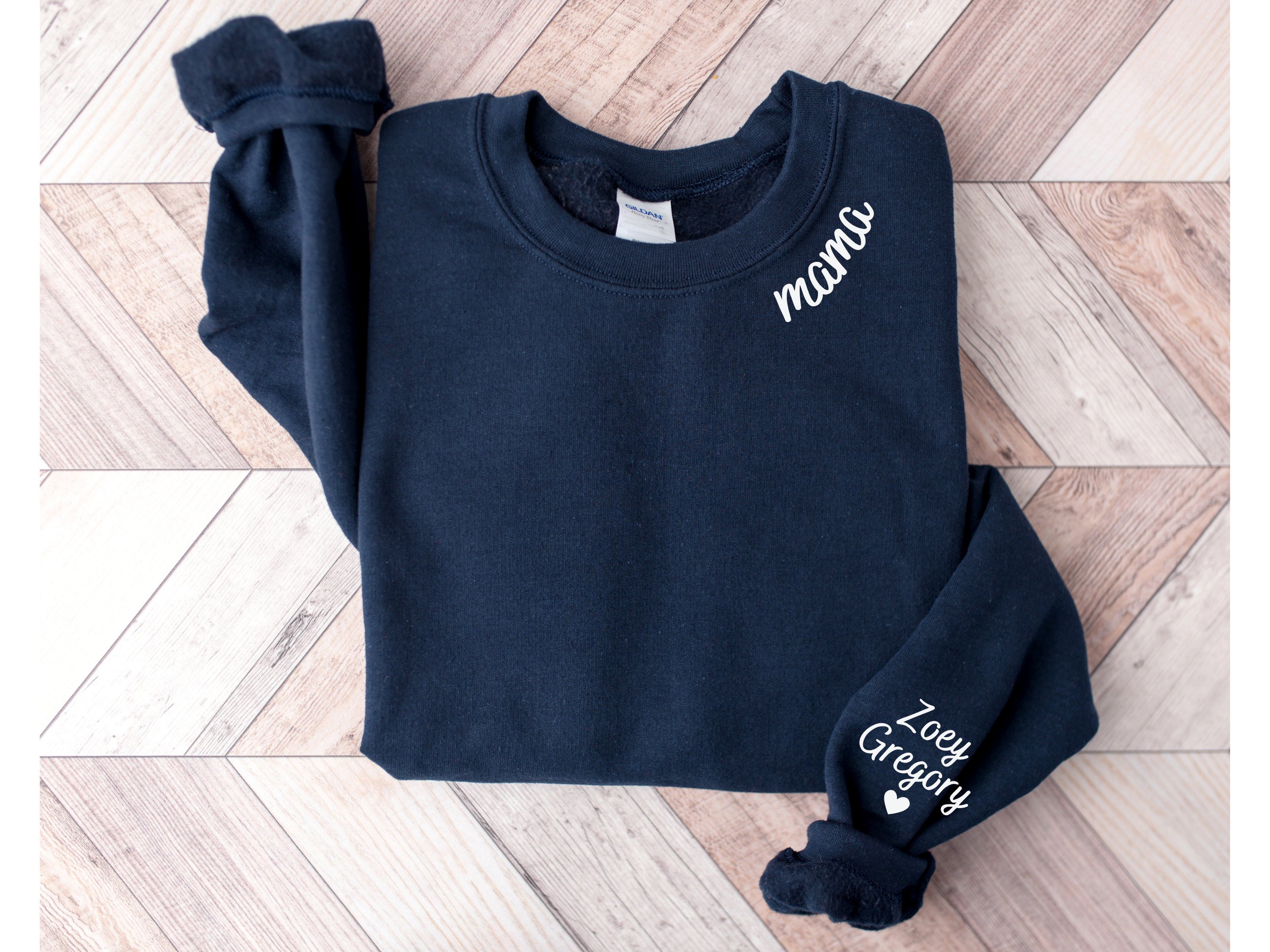 Custom Mama Sweatshirt with Children Name on Sleeve