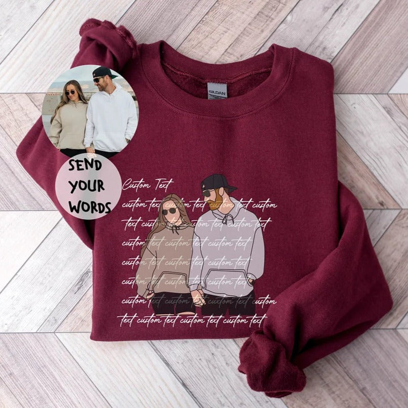 Confession Letter Custom Portrait Hoodie Couple Sweatshirt
