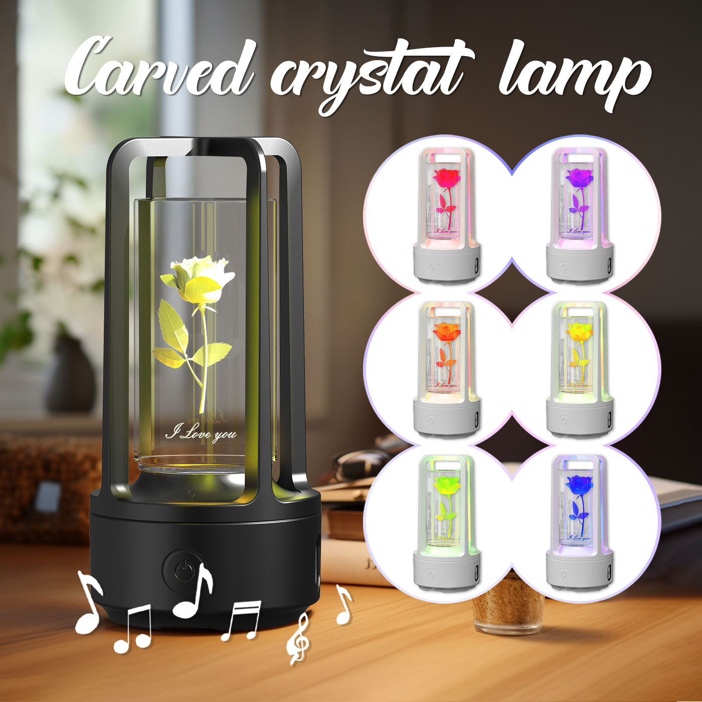 Creative 2 In 1 Audio Acrylic Crystal Touch Lamp And Bluetooth Speaker Valentine's Day Gift